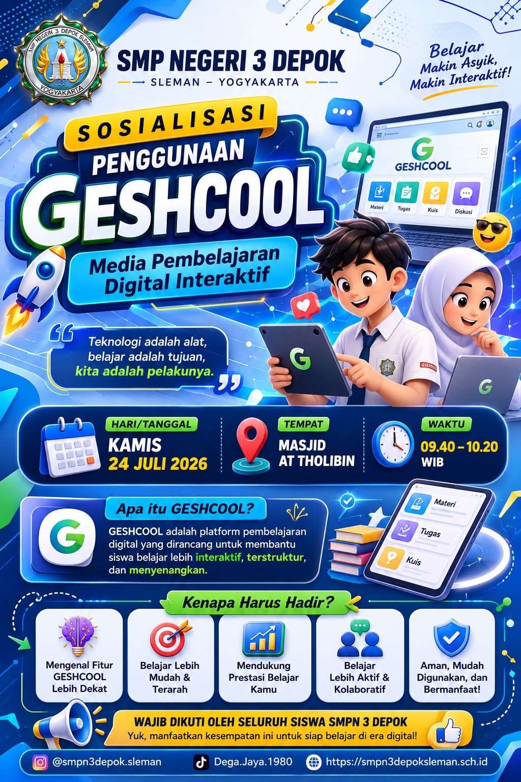Mengenal Geschool, Murid Kelas 7 Ikuti Sosialisasi LMS Resmi Sekolah di Masjid At-Tolibin DEGA Mengenal Geschool, Murid Kelas 7 Ikuti Sosialisasi LMS Resmi Sekolah di Masjid At-Tolibin DEGA